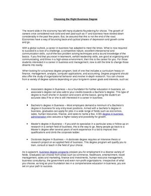 Choosing the Right Business Degree