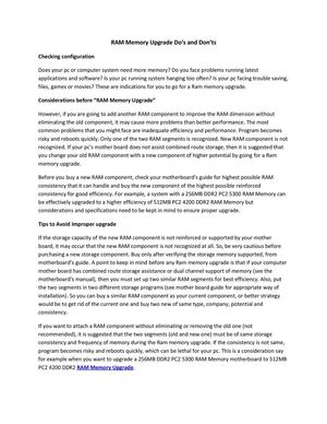 RAM Memory Upgrade Do’s and Don’ts