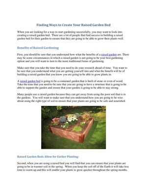 Finding Ways to Create Your Raised Garden 