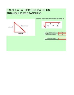 Hipotenusa Archivo en Excel