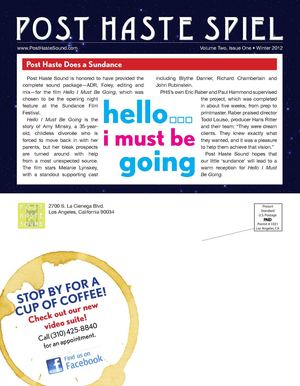 Post Haste Sound January 2012 News