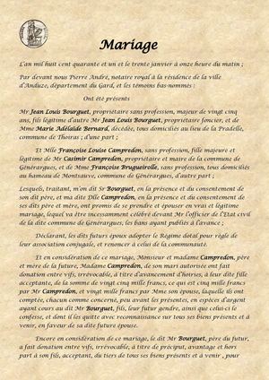 contrat de mariage du 30/01/1841