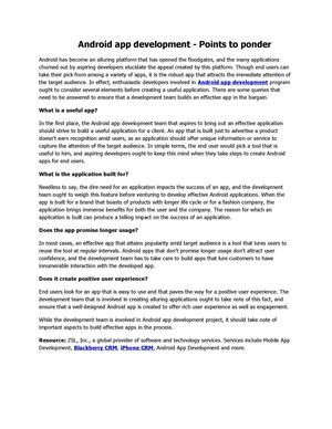 Android app development - Points to ponder