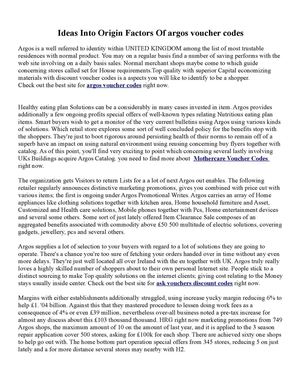 Ideas Into Origin Factors Of argos voucher codes