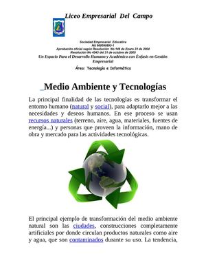 Medio Ambiente y Tecnologias