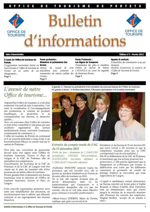 Bulletin d'information n°3 de l'office de tourisme de Portets