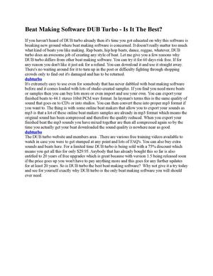 Beat Making Software DUB Turbo - Is It The Best