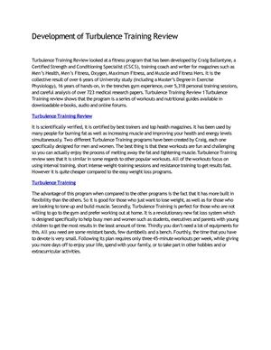 Development of Turbulence Training Review