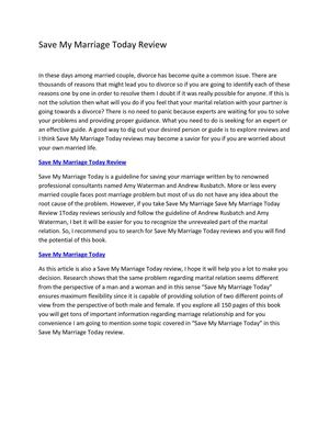 Save My Marriage Today Review