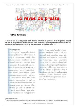 La revue de presse