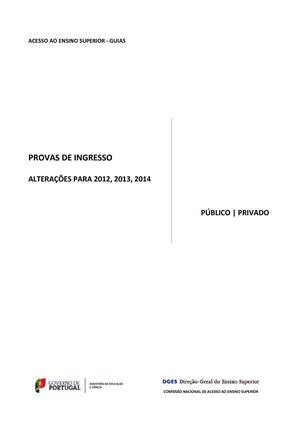 Alterações Provas de Ingresso no Ensino Superior
