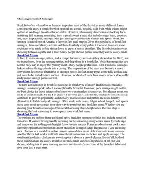 Choosing Breakfast Sausages