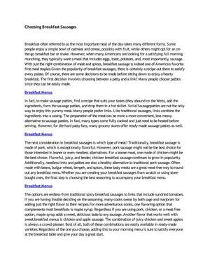 Choosing Breakfast Sausages