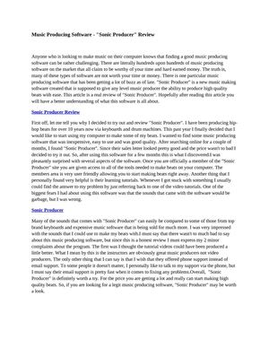 Music Producing Software - "Sonic Producer" Review