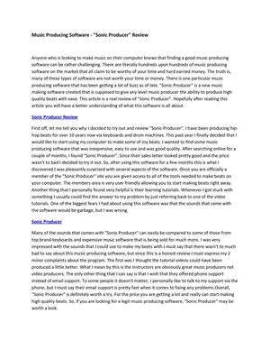 Music Producing Software - "Sonic Producer" Review