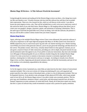 Illusion Mage 3D Reviews - Is This Software Worth the Investment