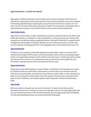 Zygor Guide Review - Is it Worth Your Money