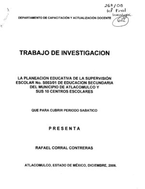 La planeación educativa de la supervisión escolar S003/01 de Educación Secundaria del municipio de Atlacomulco y sus 10 centros escolares