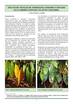 FERTILIZACIÓN DEL CACAO