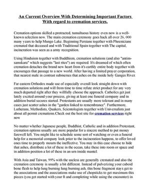 An Current Overview With Determining Important Factors With regard to cremation services.
