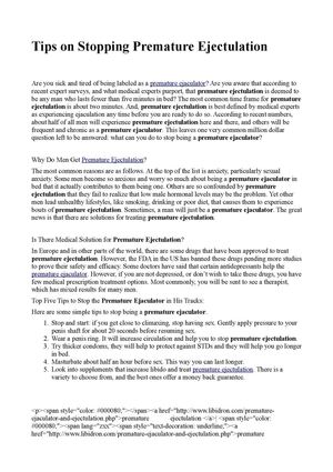 Tips on Stopping Premature Ejectulation