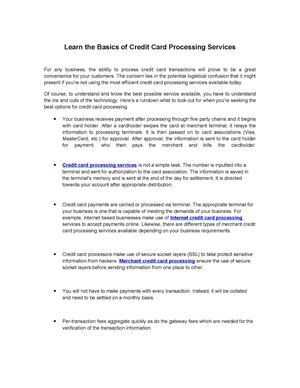 Learn the Basics of Credit Card Processing Services