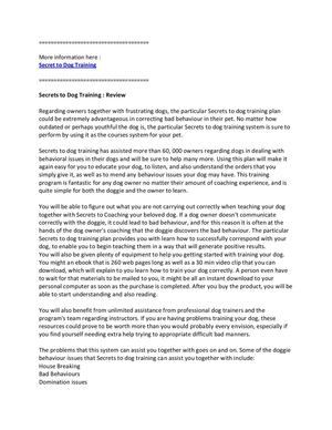 Secrets to Dog Training - Review