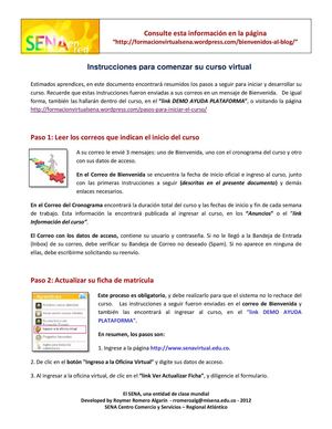 Resumen de los pasos para comenzar los cursos virtuales