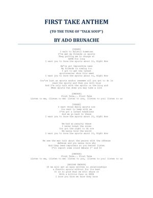 First Take Anthem Lyrics