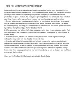 Tricks For Bettering Web Page Design
