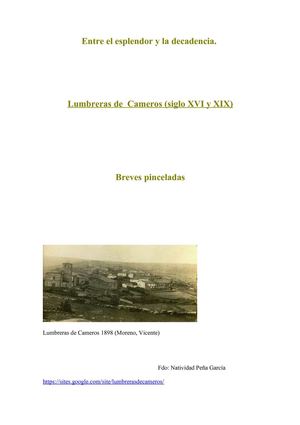 Entre el esplendor y la decadencia. Lumbreras de cameros. (Publicación J. Ramón Francia Silva)