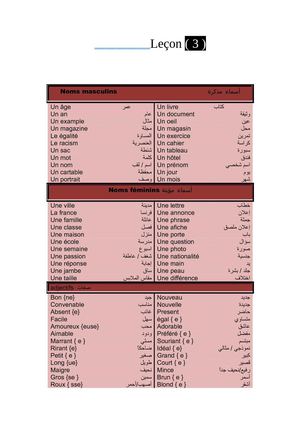 الدرس الثالث مأخوذ من كتاب trois m الثالث-