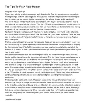 Top Tips To Fix A Patio Heater