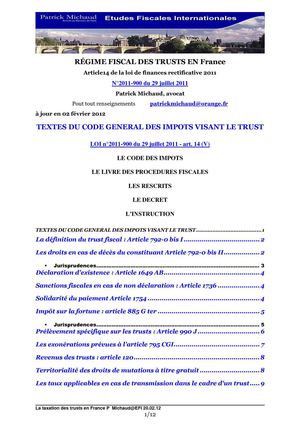 trusts:les textes fiscaux sur les trusts