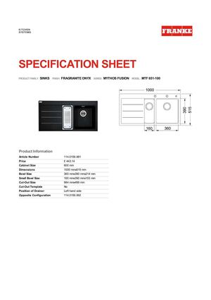 Franke Sinks UK - MYTHOS FUSION MTF 651-100