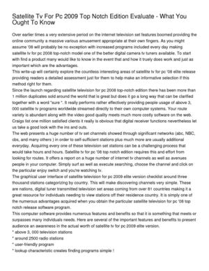 Satellite Tv For Pc 2009 Top Notch Edition Evaluate - What You Ought To Know