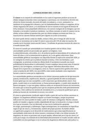 Generalidades del Cancer