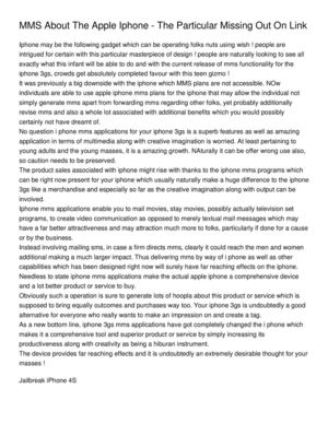 MMS About The Apple Iphone - The Particular Missing Out On Link