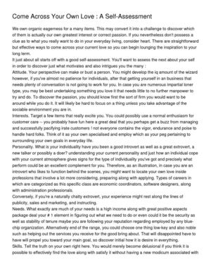 Come Across Your Own Love _ A Self-Assessment