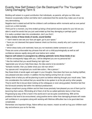 Exactly How Self Esteem Can Be Destroyed For The Youngster Using Damaging Term S