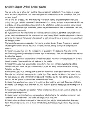 Sneaky Sniper Online Sniper Game