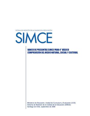 ENSAYO SIMCE COMPRENSION DEL MEDIO 4º AÑO Nº 2