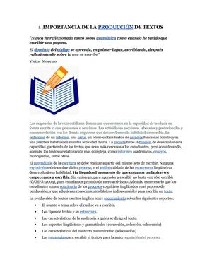 IMPORTANCIA DE LA PRODUCCIÓN DE TEXTOS