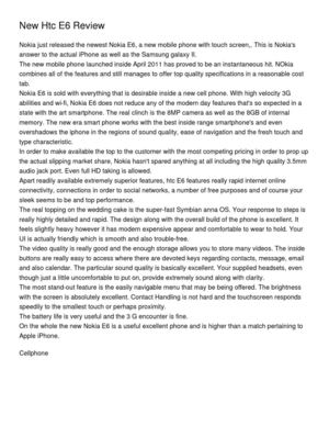 New Htc E6 Review