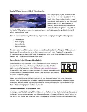 Quality TRT Vinyl Banners will Grab Visitor Attention