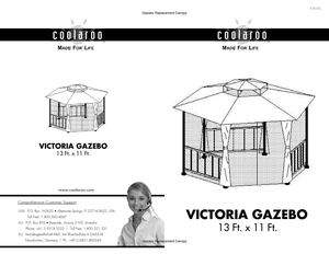 13 Ft. x 11 Ft. Victoria Gazebo-Assembly and Instruction Manuals