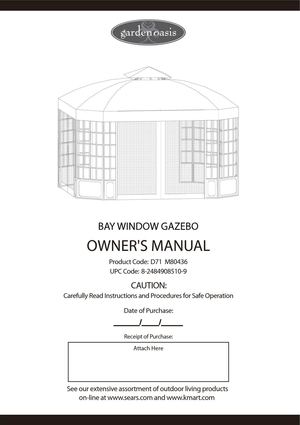 Bay Window Gazebo Assembly and Instructions Manual