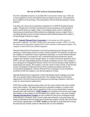 The role of NTPC in Power Generation Business