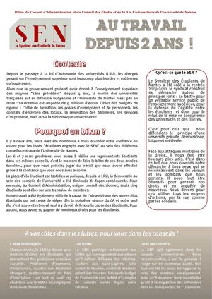 Les étudiants engagés avec le SEN, au travail depuis 2 ans !