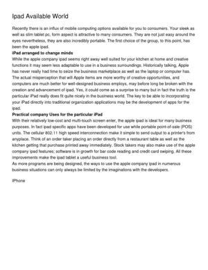 Ipad Available World